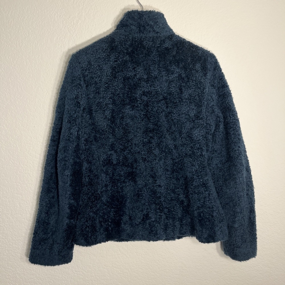 Pendleton Jacket Womens Medium Blue Green Full Zip Deep Pile Coat Mock Neck - Picture 7 of 8